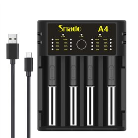 Snado 18650 Chargeur de Batterie pour Piles NI-MH NI-CD AA AAA C Li-ION 18650 18500 18350 17650 17670 17500 16340 26650 25500 22