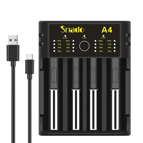 Snado 18650 Chargeur de Batterie pour Piles NI-MH NI-CD AA AAA C Li-ION 18650 18500 18350 17650 17670 17500 16340 26650 25500 22