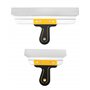 QWORK® Ensemble de Couteau à enduire 250mm + 400 mm, Spatule enduit en acier inoxydable, Poignée ergonomique avec trou de suspen