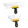 QWORK® Ensemble de Couteau à enduire 250mm + 400 mm, Spatule enduit en acier inoxydable, Poignée ergonomique avec trou de suspen