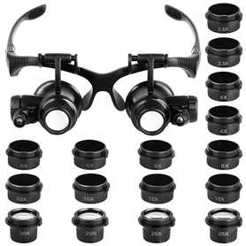QWORK® Lunettes Loupe Frontale avec 2 Lumières LED - 8 Lentilles Détachables 2