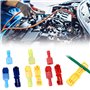 QWORK® kit de 120 bornes de fil T-Tap, cosse electrique T-connector rapide, kit de cosses à fourche, avec étui de rangement pour