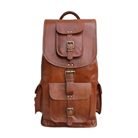 Jaald Indiana Jones Sac à dos en cuir pour ordinateur portable Marron
