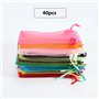 Lot de 40 Organza Pochette Cadeau 10x12 CM, Marriage Sacs à Cordon Coloré, Sachet Bonbons Anniversaire, Petit Sac Cadeau de Lava