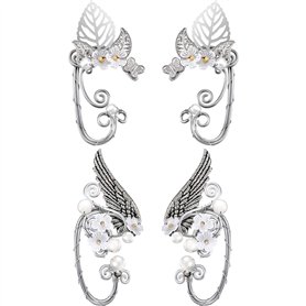 2 Paires Oreille d'Elfe Chic Manchettes d Oreilles Aile Artisanat pour Cosplay Elf Brassard Boucles d'Oreilles pour Elfique Cost