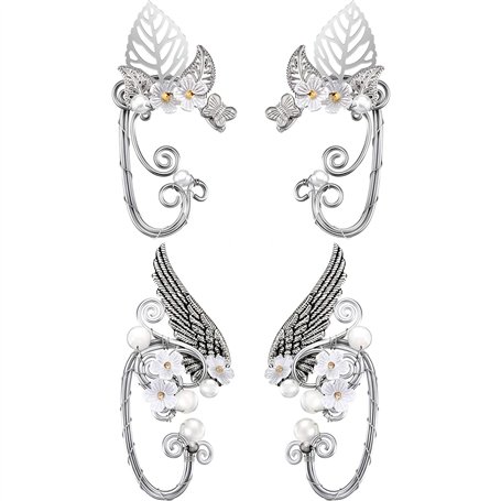 2 Paires Oreille d'Elfe Chic Manchettes d Oreilles Aile Artisanat pour Cosplay Elf Brassard Boucles d'Oreilles pour Elfique Cost