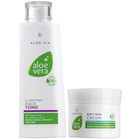 LR Aloe Via Kit de soin du visage à l'aloe vera (200 ml de crème pour le visage et 100 ml de crème pour la peau)