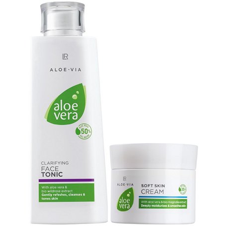 LR Aloe Via Kit de soin du visage à l'aloe vera (200 ml de crème pour le visage et 100 ml de crème pour la peau)