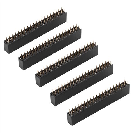 Akozon 5pcs 2 x 20 Pins 2.54m Header Strip Bande Mâle-Femelle Double Rangée Broche Courte En-têtes pour