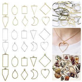 CENRONG Pendentifs à lunette ouverte，30 Pcs Lunette pendentifs cadres Creux pendentifs Pendentifs breloques lunette，pour DIY Rés