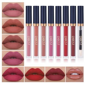 QIBEST Ensemble de rouge à lèvres liquide : 7 couleurs de rouges à lèvres mats et 1 rouge à lèvres nourrissant