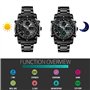 TONSHEN Hommes Montre Bracelet Digital Acier Inoxydable Analogique Quartz Double Temps LED Affichage Sport Tactique Militaire Mo