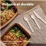 H&S Set Couverts Jetables en Bois - 150pcs - 50 Cuillères - 50 Couteaux - 50 Fourchettes - Cuillere Couteau et Fourchette Biodég