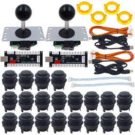 SJ@JX Joysticks de jeu arcade 2 joueurs Noir mat double encodeur USB sans latence 4 et 8 pour PC Mame Respberry Pi Retropie