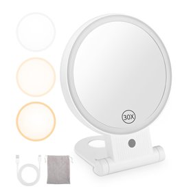 LEAZZLE Miroir grossissant avec lumière 30X