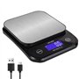 Balance de cuisine numérique 5 kg (0,5 g de précision) – Balance alimentaire étanche avec écran LCD rechargeable en acier inoxyd