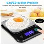 Balance de cuisine numérique 5 kg (0,5 g de précision) – Balance alimentaire étanche avec écran LCD rechargeable en acier inoxyd