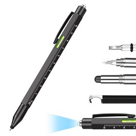 Stylo multifonction 9 en 1 pour homme – Stylo en métal de haute qualité avec lumière LED