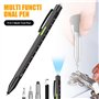 Stylo multifonction 9 en 1 pour homme – Stylo en métal de haute qualité avec lumière LED, tournevis, stylet, règle, niveau et st