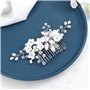 IYOU Peignes à cheveux de princesse pour mariée Fleur argentée Perle de cristal Accessoires pour filles et femmes