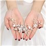 IYOU Mariage mariée cheveux vigne argent perle mariée casque fleur bandeau feuilles accessoires de cheveux pour femmes et filles
