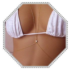 Jovono Star Body Chain Harnais Bikini Body Jewelry Chaîne Ceinture pour les femmes et les filles (Or)