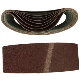 Goodway Lot de 10 bandes abrasives en tissu 75 x 457 mm | Grain 80 | Liant en résine synthétique | Bandes abrasives pour ponceus