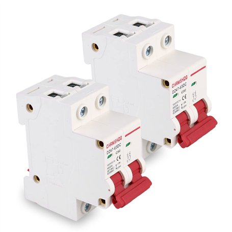 Lot de 2 disjoncteurs DC 1000 V DZ47-63Z-2P DC - Protection de circuit CC - Disjoncteur différentiel - Mini disjoncteur - Disjon