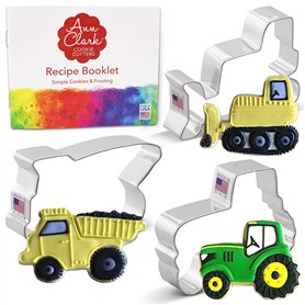 Ann Clark Cookie Cutters Ensemble de 3 emporte-pièces véhicules/machines avec livret de recettes