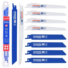 WORKPRO Lames de Scie Sabre 10 Pièces BIM 14/6 TPI Lame de Scie Sabre pour Métal et Bois