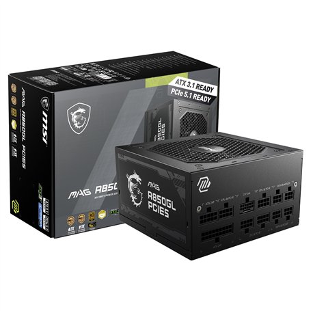 MSI MAG Bloc d'alimentation 850 W 80 Plus Gold - ATX 3.0 PCIe 5.0 Ready - 12VHPWR [MAG A850GL PCIE5]