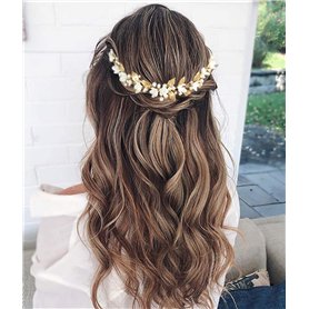 Unicra Or Mariage Perles De Cheveux De Cheveux De Vignes Fleur Feuille Headpieces Accessoires De Cheveux De Mariage Pour La Mari