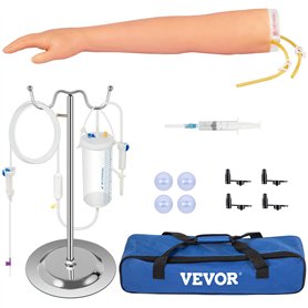 VEVOR Kit Phlébotomie Modèle Bras Pratique de Ponction Veineuse Vaisseaux Sanguins Latex Support pour Injection Intraveineuse Ac