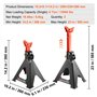 VEVOE 1 Paire de Chandelles de Levage Capacité 6 tonnes Chandelle de Voiture Réglable en Hauteur 360-585 mm en Acier Double Verr