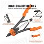 VEVOR Riveteuse Manuelle pour Écrou à Sertir 41 cm Pince à Insert Fileté avec 13 Mandrins 186 Écrous de 13 Tailles Outil à Rivet