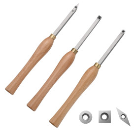 VEVOR Outils Tournage Bois 3PCS Outils pour Tour à Bois avec Fraise Ronde Carrée Diamantée en Carbure avec Poignées Confortables