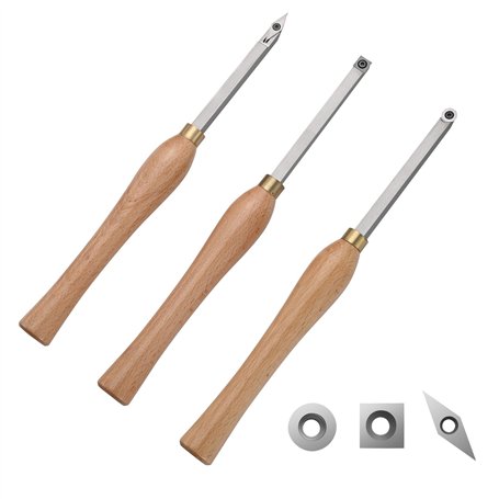 VEVOR Outils Tournage Bois 3PCS Outils pour Tour à Bois avec Fraise Ronde Carrée Diamantée en Carbure avec Poignées Confortables