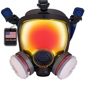 PD-100 Inferno Masque respiratoire intégral à effet miroir à vapeur organique et particules – Double filtration au charbon actif
