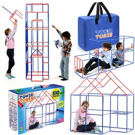 Kit de Construction de Fort pour Enfants - 510 pièces - Jouets créatifs pour garçons et Filles de 5