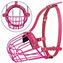 BRONZEDOG Pitbull Muselière pour Chien en métal Amstaff avec Sangles réglables en Cuir pour Grands Chiens (Rose)