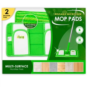 Turbo - Lot de 2 tampons réutilisables compatibles avec les serpillères Swiffer Sweeper - Recharges en microfibre lavables pour