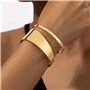 Cubahop Bracelet jonc vintage en métal doré à large visage lisse empilable géométrique creux bijoux à la main pour femme