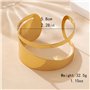 Cubahop Bracelet jonc vintage en métal doré à large visage lisse empilable géométrique creux bijoux à la main pour femme