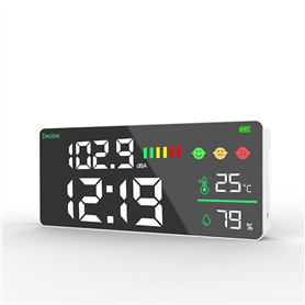 PochY Lecteur de Niveau sonore de Compteur de décibels 4-en-1 Temps humidité et température