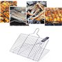 Panier Grille pour Barbecue, Panier à Griller Portable en Acier Inoxydable, Panier de Gril Pliable avec Poignée en Amovible pour
