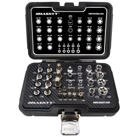 HASKYY 35 Pièces Jeu Coffret Douille Torx Jeu d'Écrous E4-E20 Jeu Douille Torx T10-T70 Inserts de Clé à Douille