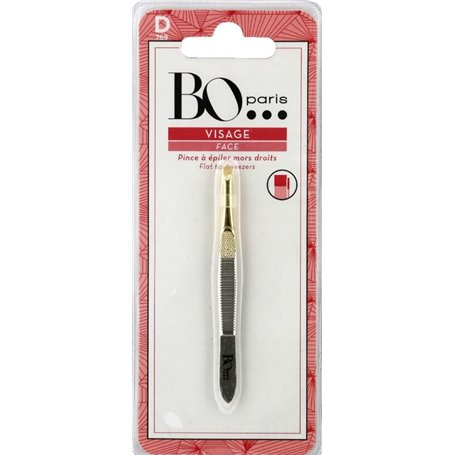 Bo...Paris - Pince à épiler Mors Droits - Pinces à épiler spécialement adapté à l'épilation des Poils Courts - Lot de 1