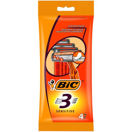 BIC 3 sensibles – Rasoir pour homme – 4 paquets de 4