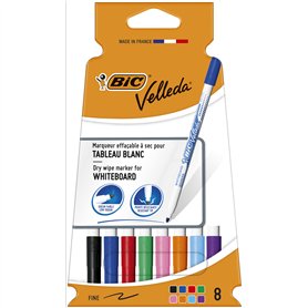 Bic Velleda 1721 Lot de 8 marqueurs pour tableau blanc Pointe ogive Ligne 1