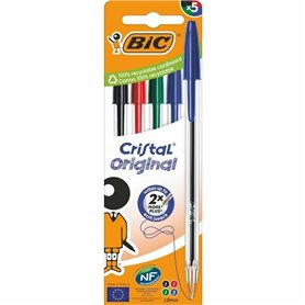 Ensemble de Stylos Bic Cristal Original 516346 Multicouleur (5 Unités)